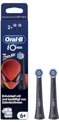 Oral-B iO Aufsteckbürsten Kids 6+ Marvel Spiderman, Schwarz, 2 Stück | Original Zahnbürstenaufsatz für Elektrische Zahnbürste Kinder ab 6 Jahren, Sanft Zu Zähnen Und Zahnfleisch