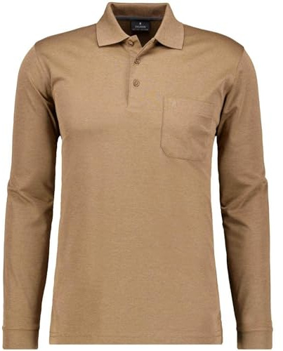 RAGMAN Herren Softknit-Polo mit Brusttasche, Langarm