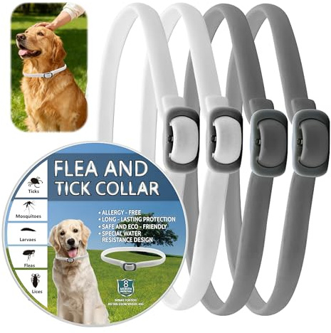 Pack 4 Collar Antiparasitario Perros,Collar contra Pulgas y Garrapatas,8 Meses de Eficacia Protección,Impermeable Ajustable Control Antipulgas para Mascotas 65 cm para Perro Pequeños,Medianos Grandes