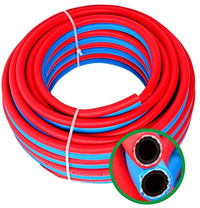 Tuyau de soudage à l'oxygène acétylène 30 m de long, 6 mm de diamètre intérieur, 12 mm de diamètre extérieur, pour chalumeau de coupe Oxy Acétylène
