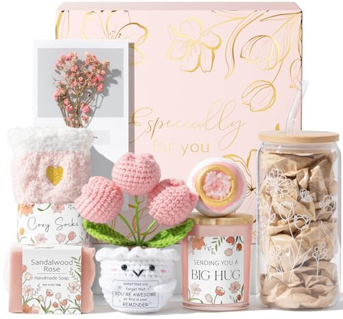 Mothers Day Birthday Gifts for Women Self Care Package Get Well Soon Gift Baskets, Thinking of You Inspirational Sympathy Spa Gift Basket for Women, Unique Easter Gifts Set for Mom Her Friend Sister