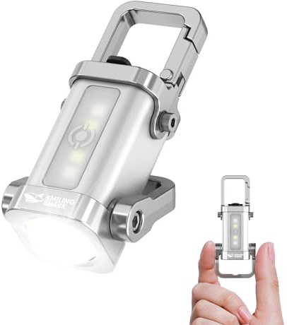 Smiling Shark TP-01 Mini Lampe de Poche, Lampe LED Porte-clés 400 Lumens COB Rechargeable Type-C Multi-Modes (Fort/Faible/Clignotant/SOS) pour l'Extérieur Voyages Urgences (1 PACK)