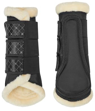 4Horses Gamaschen Soft Protect, gepolsterte Pferdegamaschen mit Teddyfell-Fütterung, Klettverschluss und Satin-Optik
