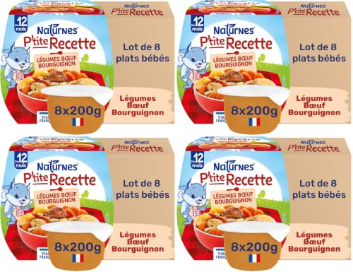 Nestlé Bébé - P'tite Recette Légumes Bœuf Bourguignon - 2 x 200g - Dès 12 mois (Lot de 4)