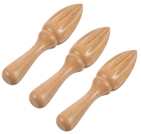 Angoily Presse-Citron Manuel 3 Pièces en Bois de Hêtre Naturel sans Vernis Presse-Agrumes Portable Ergonomique pour Citron Orange et Lime la Cuisine et Réceptions
