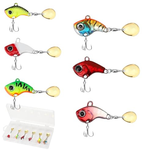 Abborre, bete, fiskebete, set med 6 jiggspinnare, drag, drag för gädda, färgglada fiskedrag med trekrokar för abborre, öring, gädda och laxpresenter till sportfiskare