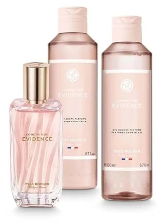 Yves Rocher COMME UNE EVIDENCE Set – Eau de Parfum 50ml + Duschgel 200ml + Bodylotion 200ml – Floraler Chypre-Duft mit Rose, Bergamotte & Patschuli – Damen Duft & Pflege