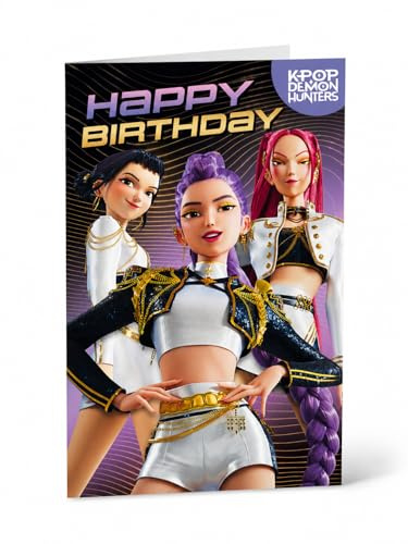 KPOP Demon Hunters Birthday Card Fun K-Pop Star Birthday Card for Girls – Colourful Music-Themed