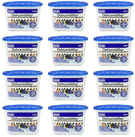 ASAB Dehumidifier Box Scented Desiccant Moisture Removal Damp Trap with Hydrophilic Crystals 500ml Disposable Dehumidifier Portable Condensation Remover for Bathrooms and Basements (Original 12 Pack)