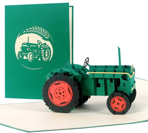 Diese-Klappkarten 3D Pop Up Karte Geburtstag mit Traktor Motiv - Traktor Popup Karte zum Geburtstag - Gutscheinkarte Pop Up Effekt Traktormotiv - Geburtstagskarte 3D