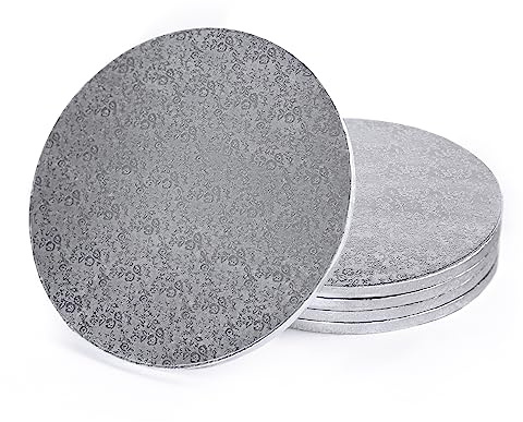 Miss Bakery's House® Cake Drum - 12 mm - Ø 34 cm - Silber - 4 Stück - dicke Tortenunterlage - stabil - folienbeschichtet - Torten transportieren - Schichten stapeln