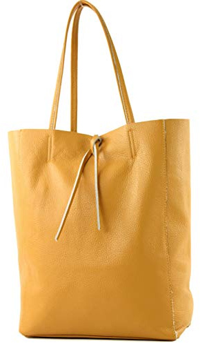 modamoda de T163 Damen Leder Shopper Schultertasche, handmade in Italy