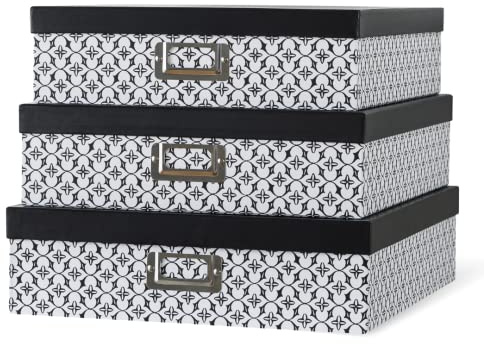 Soul & Lane - Black and White Jumbo Scrapbook Storage Boxes, Set of 3