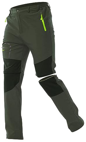 Zoerea Pantaloni Trekking Uomo Asciugare Rapidamente Traspiranti Convertibile Pantaloncini Primavera Estate Sottile All'aperto Alpinismo Escursionismo Calzoni (M, Verde)
