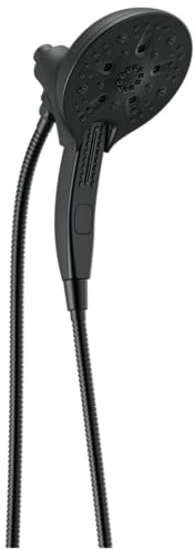 Delta Faucet 5-Spray In2ition 2-in-1 Dual Hand Held Shower Head with Hose, H2Okinetic Handheld Shower Head with Magnetic Docking, Black Handheld Shower Heads, Matte Black 58620-BL-PK