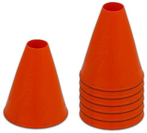 UvV 190mm große Pylonen für Fahrtraining Schulkegel- der Kegel ist 19cm (17 cm Breit) hoch - Set 7 Stück ohne Standfuß ideal für Motorrad übungen (zu groß für Mofa/Roller) (Orange)