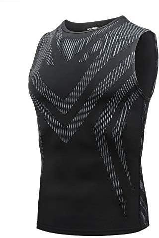 AMZSPORT Tanktopp för män, ärmlös kompressionströja, muskelskjorta, funktionell tröja, sport, undertröja