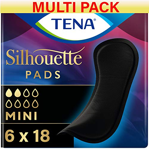Tena Silhouette Einlage Mini Noir - Einlagen bei Blasenschwäche und Harndrang bei Frauen - 108 Stück