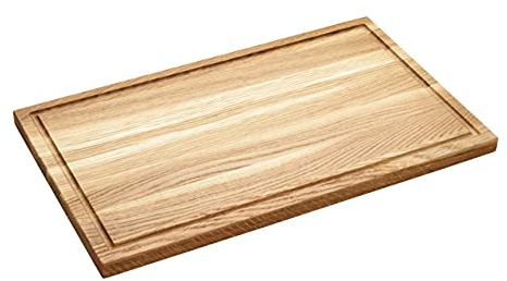 Holzschneidebrett rechteckig Eichenholz, Schneidebrett für die Küche, aus robuster Eiche, mit Saftrille (Groß 50 x 30 cm)