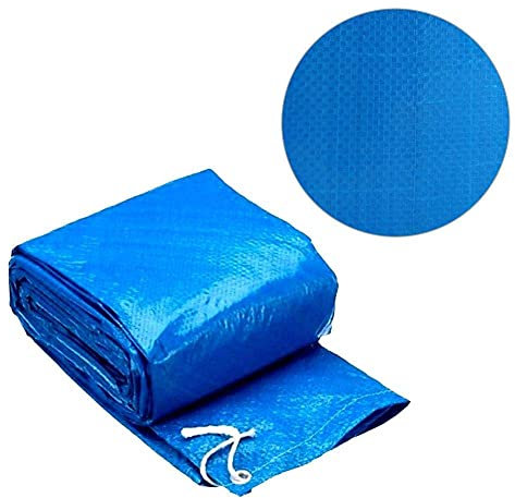SGerste 6ft in Diameter Swimming Round Pool Cover with Rope Ties,Durable Tarpaulin Dustproof Rainproof Windproof for Round Above Ground Swimming Pool,Blue (10ft)