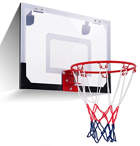 COSTWAY Mini Basketball Hoop, 45 x 30cm Wall Mounted Basketball Backboard, Indoor Outdoor Sports Game for Kids Adults, 9” Rim