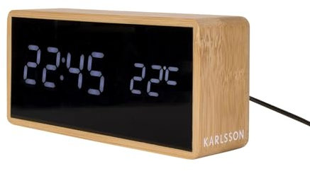 Karlsson Wecker Tube - Bambus - 14,8x7x4,2cm - Rechteck - Bamboo - Wecker für Schlafzimmer Weihnachtsdekoration - Geschenk für sie