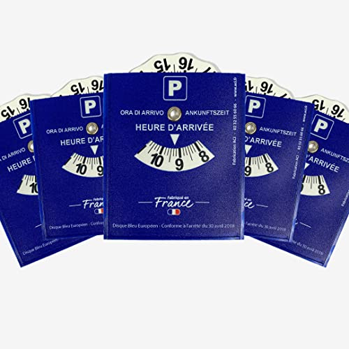 5 Disques Bleus Adhésifs de Stationnement Zone Bleue | Fabriqué en France | Facile Autocollant et Durable | Accessoires Auto Voiture