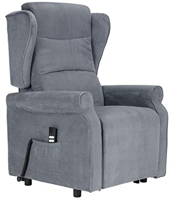 POLTRONE ITALIA Poltrona Anziani elettrica Zero Gravity 2 motori reclinazione indipendente schiena piedi Carrello retrattile per spostamento utente tessuto anziani alzapersona Grigio chiaro