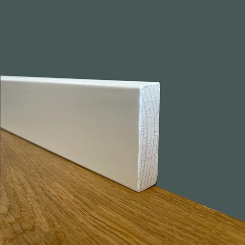 100 metri lineari di Battiscopa PREMIUM in legno MASSELLO squadrato 55x14 laccato bianco liscio