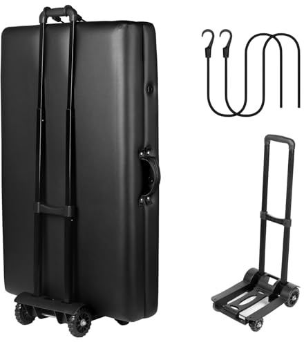 Masajeo Mesa de Masaje portátil, Carrito de Masaje, Carrito de Viaje con Ruedas, Mesa de Masaje portátil, Mango telescópico, se Adapta a la mayoría de tamaños, Resistente, Plegable, Ligero, Duradero