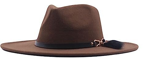 Fedora Trilby Filzhut Hut Lässiger Hut 9Cm Große Krempe Mode Zylinder Pfirsich Herz Herren- Und Damenaccessoires Jazz Hut M (56-58Cm) Kaffee