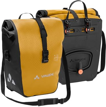 VAUDE Aqua Front (Rec), Fahrradtasche - 2 Vorderradtaschen (2x14L) - wasserdicht - Made in Germany, in gelb