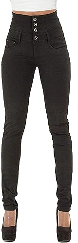 Hormtaer Damen Jeans High Waist Stretch Denim Jeanshosen für Damen Skinny Slim Fit Röhrenjeans Bleistiftjean Lässige Pant Strecken Schlank Stylische Hosen (Schwarz, L)