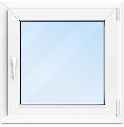 FENSTERVERSAND - Kunststofffenster Weiß - zu öffnendes Fenster 80x80 Kunststoff mit Griff, Dreh- & Kippfenster, 2-fach Verglasung, Klarglas - DIN rechts - BxH: 800x800 mm, 70 mm Profil