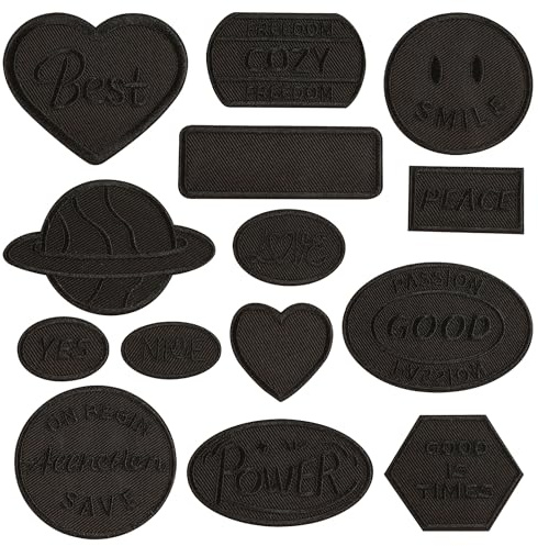 Woohome 14 Stück Patches zum Aufbügeln, Abzeichen Bügelflicken Flicken Patches Patch Sticker Applikationen Zum Nähen Oder Aufbügeln für Denim Jeans, Bügelflicken Set, Dekoration and Repariere