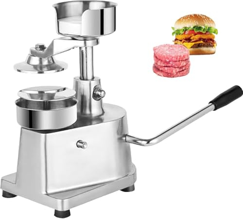 Commercial Hamburger Press, 150mm/6inch Stainless Steel Burger Press, Heavy Duty Hamburger Press Meat Patty Maker, Includes Patty Papers, Round Meat Shaping Kitchen Machine