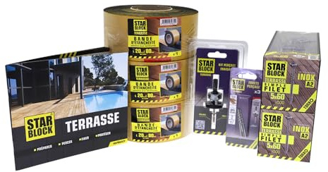 Starblock Terrace Construction kit 25 m²: 1,000 A2 Stainless Steel Screws 5x60, Drilling Template, 1 Drilling and milling kit and 3 Sealing Strips