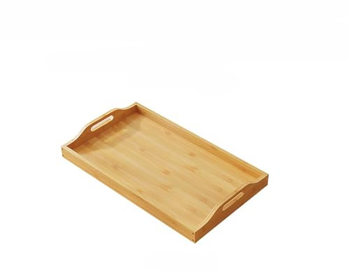 ROMOZ 2 Pack Holztablett mit Griffen, ideal für Abendessen Tabletts, Tee Tablett, Bar Tablett, Frühstück Tablett, oder Jede Nahrung Tablett - gut für Partys oder Bett Tablett 40 * 24 * 4CM