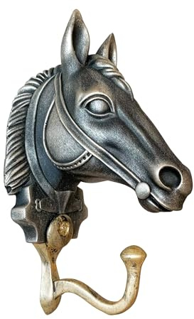 Pewery Dekorativer Wandhaken in Pferdeform, Vintage-Stil, zum Aufhängen von Kleidung, Mänteln, Handtüchern, Schlüsseln und Hüten, Kunstharz, Antik-Skulptur mit Haken für Wanddekoration