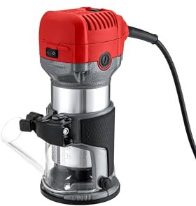 TEENO Rifilatore Fresatrice Verticale per Legno 710W 13000-33000 RPM Con Copertura Antipolvere, Legno Rifilatrice Elettrica Con 5 pezzi 1/4 Fresatura Cuter, 6 Velocità Variabili, Mandrino 6/6.35/8mm