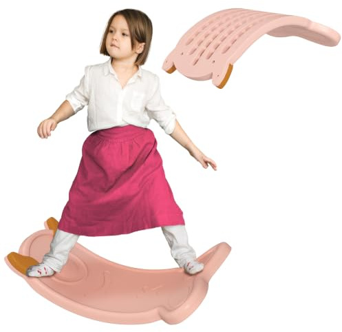 AIYAPLAY Balance Board Kinder, Wobble Board Kinder Wippe Rock, Kleinkind gebogene Balance Board für Gleichgewichtstraining & Sensory Play, Pink
