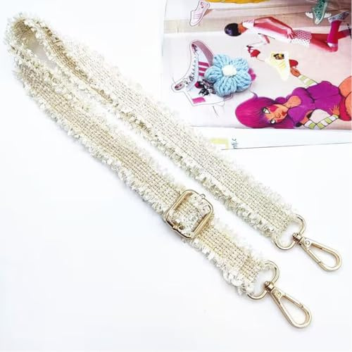 Tracolla Regolabile Colorata per Borse Donna Bianco, 70-130cm Cinghia della Borsa con Gold Moschettone, Durevole per Crossbody Borsa, Chitarra, Borse Moderne Accessori, 3cm, 1403