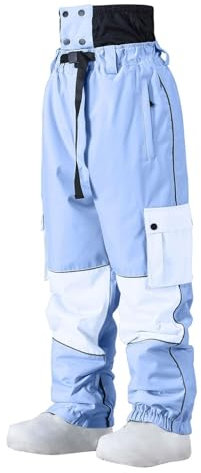 Mrat Unisex-Skihose, Snowboardhose, winddicht, verdickt, Winter-Outdoor-Skihose, winddicht, warm, Schnee-Lätzchen, isoliert, Overall, Skihose, Sportbekleidung, gepolsterte Hose mit Taschen,