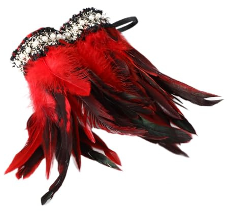 MWOOT 1 Paar Manschetten Federn, Blaue Feather Bracelet, Damen Kostüme Manschetten, Frauen Kostümzubehör Federarmband für Faschingsball, Karneval Armbänder Maskeraden Zubehör zum Cosplay Spiel Party