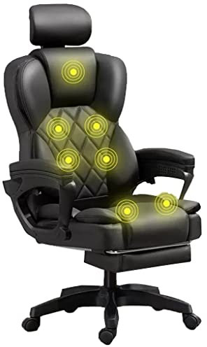 Ergonomischer, beheizter Computer-Schreibtischstuhl mit Fußstütze und Lendenkissen, Drehstuhl für Bürokomfort