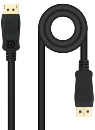 NANOCABLE 10.15.2605 - Cable DisplayPort 1.4, Macho-Macho, 8K@60Hz, 4K@144Hz, 32.4 Gbps, Chapado en Oro, 5 m, Negro
