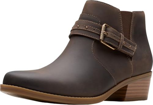 Clarks Women Danyelle Wish Taupe Oily Leather 9 Medium