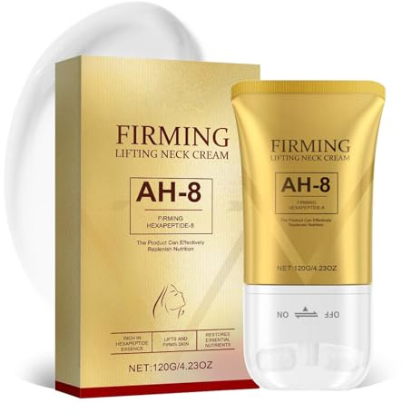 AH-8 Straffende Halscreme mit Hexapeptid, 120g Hals- und Dekolleté-Creme, Reduziert Halsfalten, Strafft und Polstert Haut auf, Neck Massager Creme
