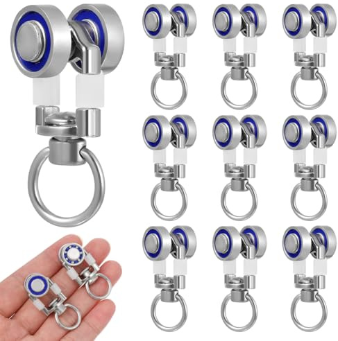 iplusmile Lot de 10 Poulies Métalliques avec Roulements pour Rails De Rideaux Accessoires De Remplacement Faciles À Installer Compatible avec Tringles Et Glissières De Rideaux Intérieurs