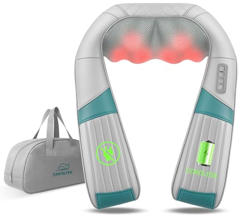 Snailax Cordless Neck Massager with Heat,Rechargeable Shiatsu Back Massage,Shoulder Massager for Pain Relief Deep Tissue,Massage Pillow with Portable Carry Bag,Christimas Birthday Gifts for Women Men